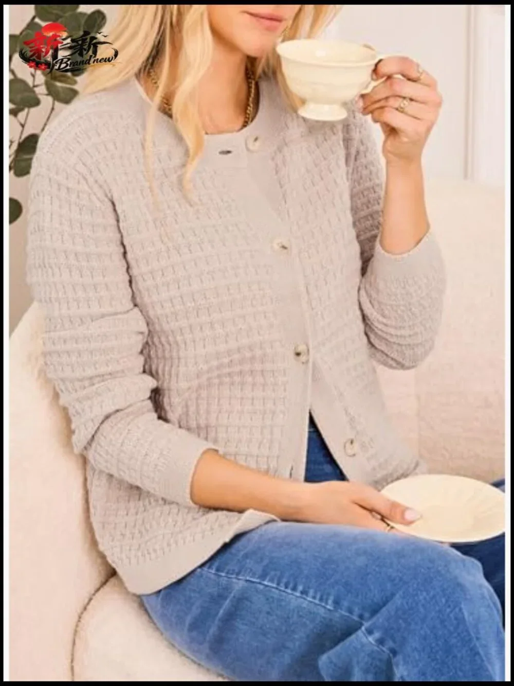 Long Sleeve Open Front Button Down Cardigan Jacket Women 2025 - Picture 3 of 7